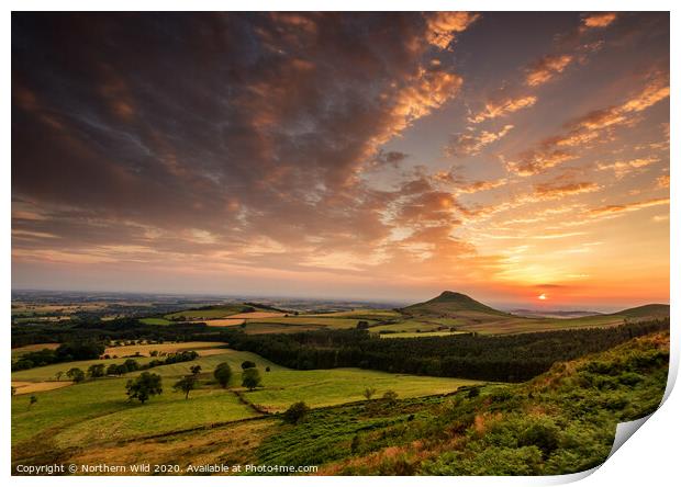 Roseberry Topping Sunset Print by Northern Wild