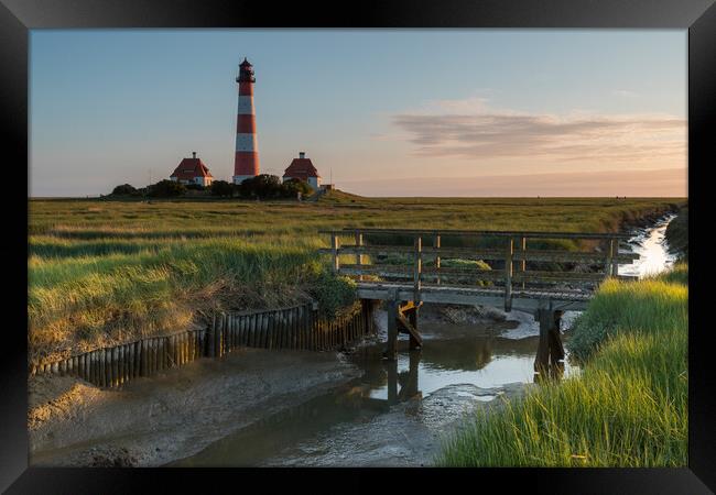 Sunset am Leuchtturm Westerhever Framed Print by Thomas Schaeffer