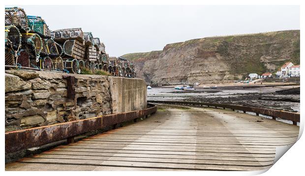 Slipway down to the shoreline at Staithes Print by Jason Wells