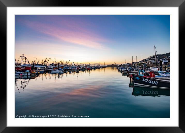 Newlyn Harbour Sunrise Framed Mounted Print by Simon Maycock