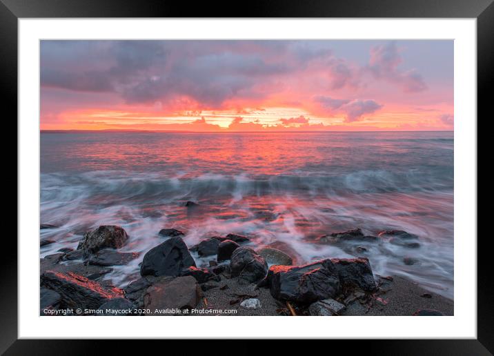 Mousehole coast sunrise Framed Mounted Print by Simon Maycock