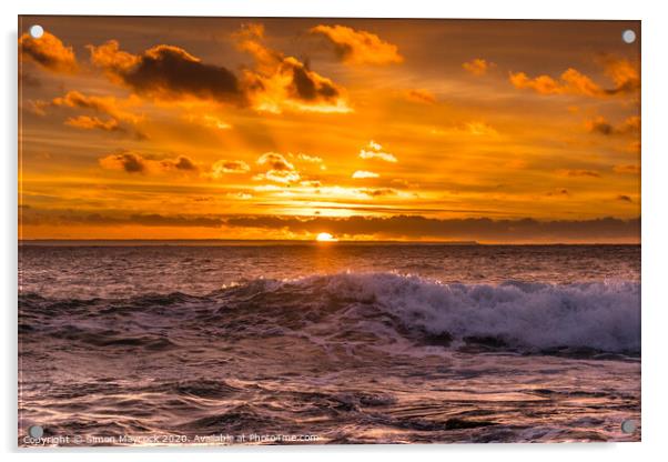 Orange sky for Mousehole Sunrise Acrylic by Simon Maycock