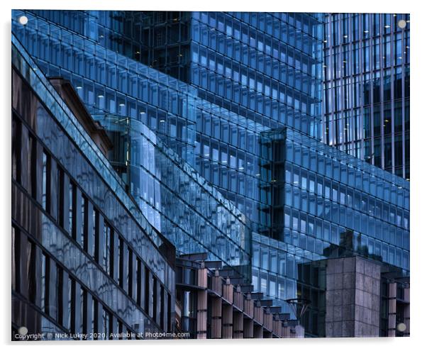 Abstract glass building city of London Acrylic by Nick Lukey