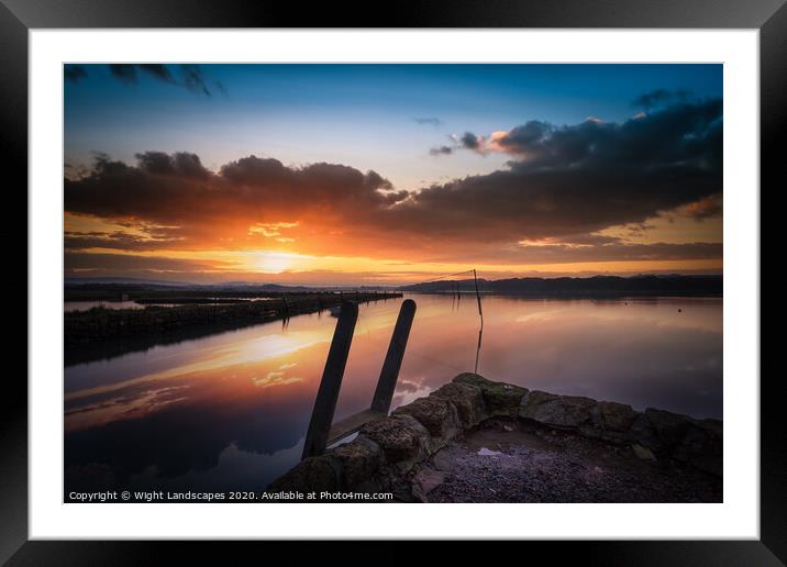 Newtown Quay Sunset Reflections Framed Mounted Print by Wight Landscapes
