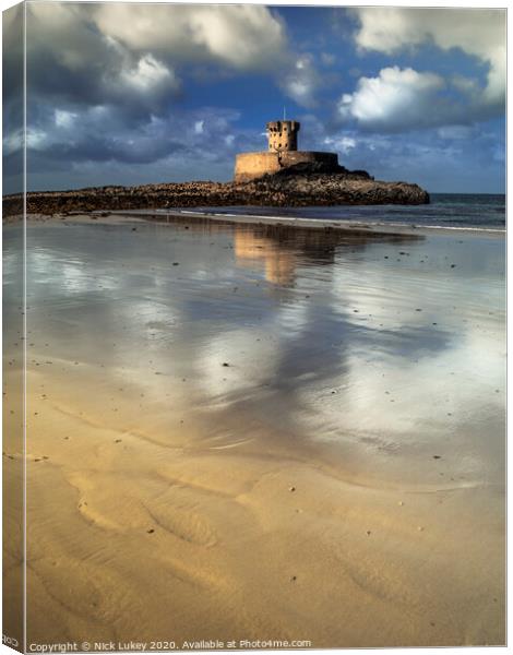 La Rocco tower, St Ouens bay, Jersey Canvas Print by Nick Lukey