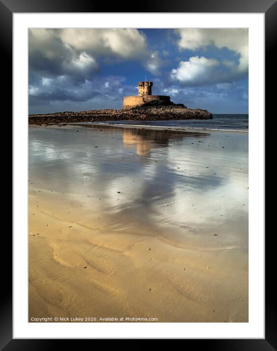 La Rocco tower, St Ouens bay, Jersey Framed Mounted Print by Nick Lukey