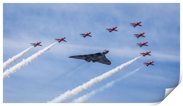 Vulcan and Red Arrows flypast Print by Jason Wells