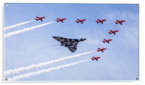 The Vulcan with the Red Arrows one final time Acrylic by Jason Wells