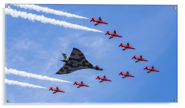 The Vulcan with the Red Arrows one final time Acrylic by Jason Wells