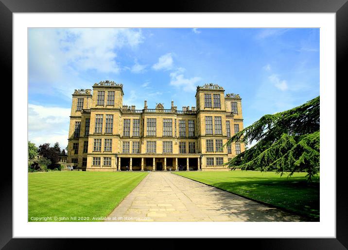 Hardwick Hall in Derbyshire. Framed Mounted Print by john hill