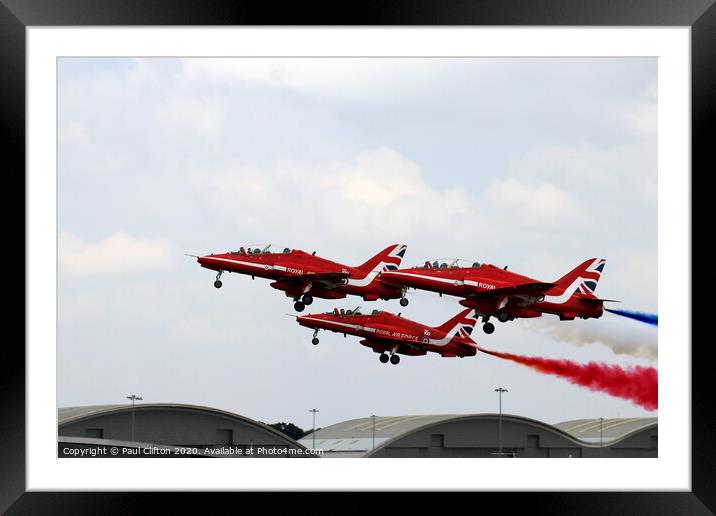 Red Arrows take off. Framed Mounted Print by Paul Clifton