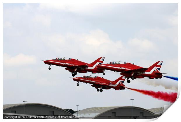 Red Arrows take off. Print by Paul Clifton