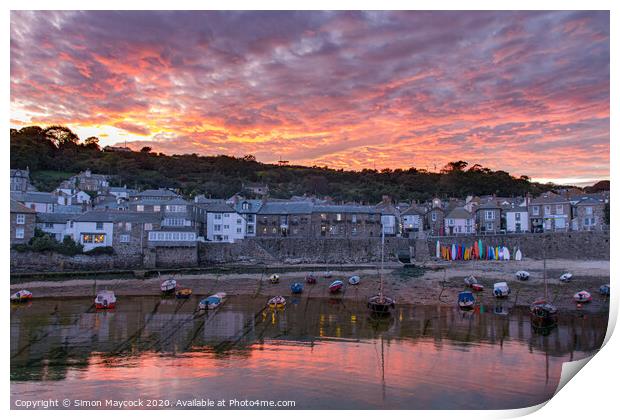 Mousehole Sunset #2 Print by Simon Maycock