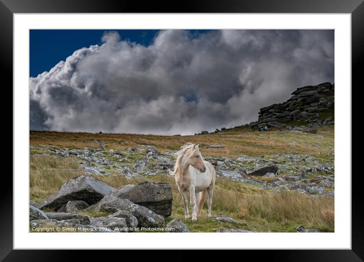 White horse at Roughtor Bodmin Framed Mounted Print by Simon Maycock