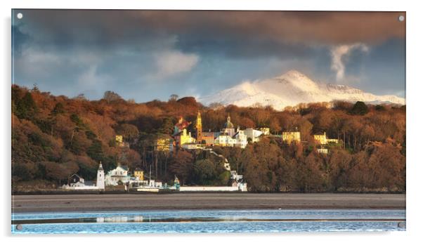 Portmeirion in winter Acrylic by Rory Trappe