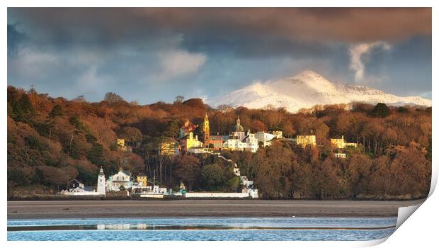 Portmeirion in winter Print by Rory Trappe