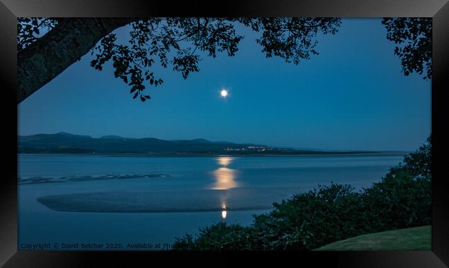 Moonlight over Harlech Framed Print by David Belcher
