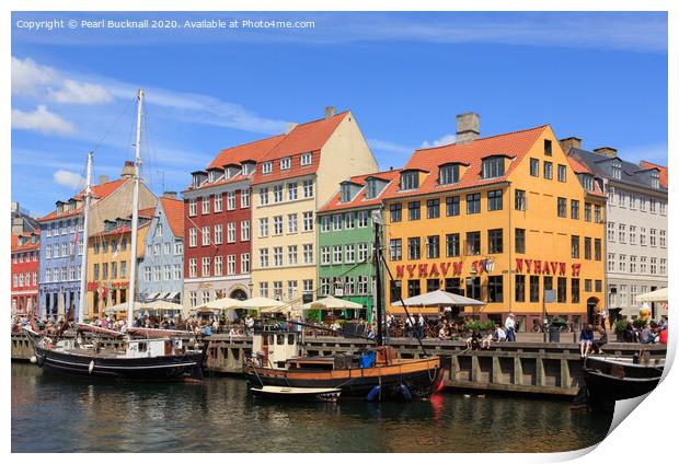 Colourful Nyhavn Copenhagen Print by Pearl Bucknall