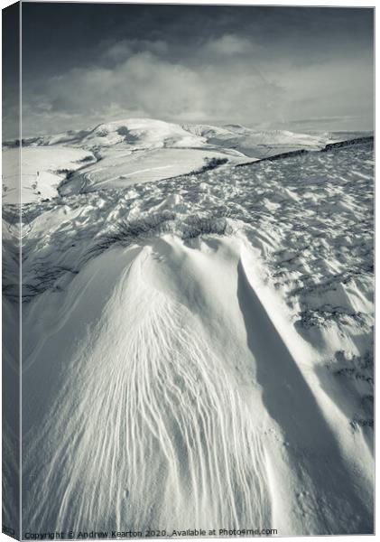 Snowdrift near Kinder Scout in the Peak District Canvas Print by Andrew Kearton