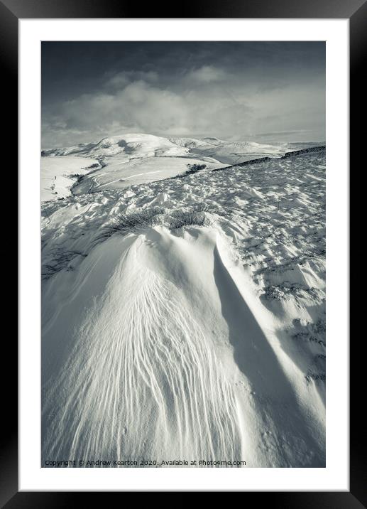 Snowdrift near Kinder Scout in the Peak District Framed Mounted Print by Andrew Kearton