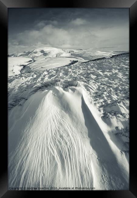 Snowdrift near Kinder Scout in the Peak District Framed Print by Andrew Kearton