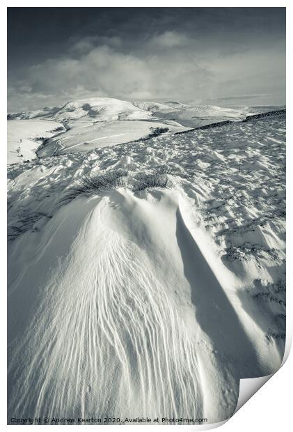 Snowdrift near Kinder Scout in the Peak District Print by Andrew Kearton