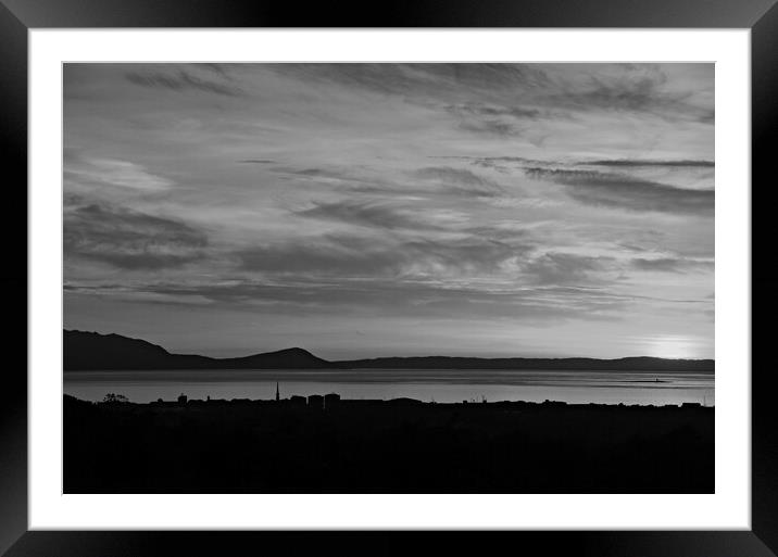 Ayr sunset in monochrome Framed Mounted Print by Allan Durward Photography