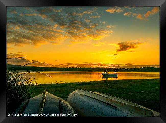 Bramble Bay Sunset Framed Print by Max Burridge
