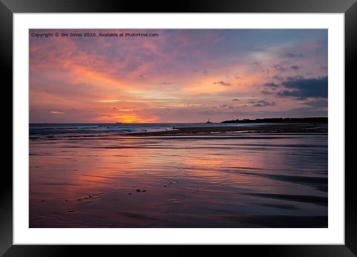 December Dawn on the beach at Blyth Framed Mounted Print by Jim Jones