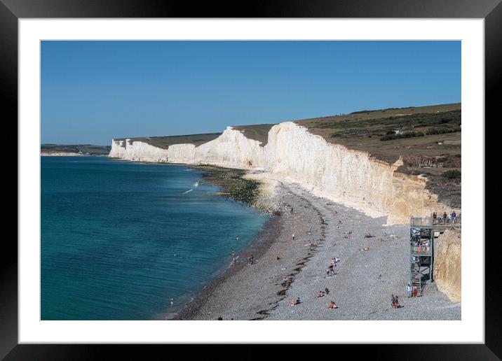 Social Distancing at Birling Gap Framed Mounted Print by Wendy Williams CPAGB