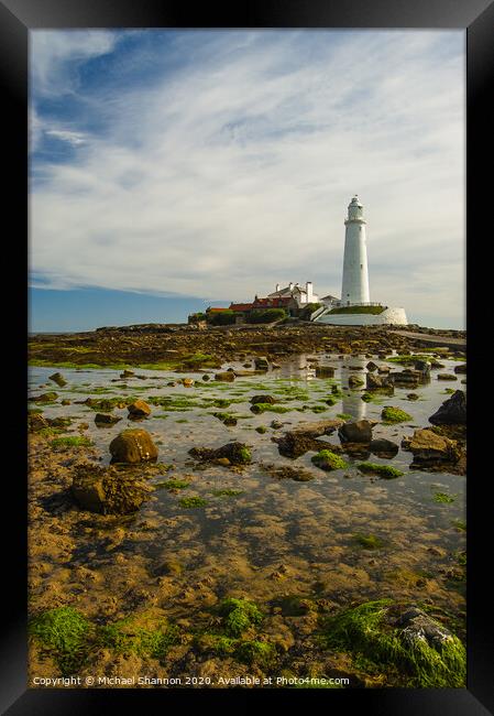 St Marys Island, Northumberland Framed Print by Michael Shannon