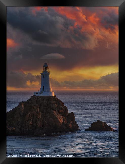 Le Corbiere Lighthouse  Jersey Framed Print by Nick Lukey