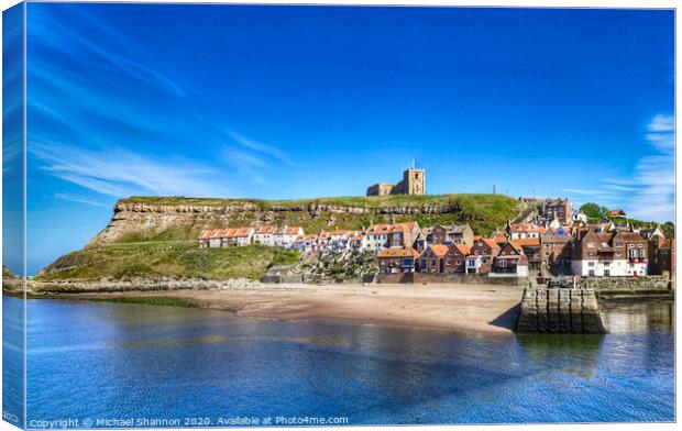 Whitby, North Yorkshire - The Old Town and Harbour Canvas Print by Michael Shannon