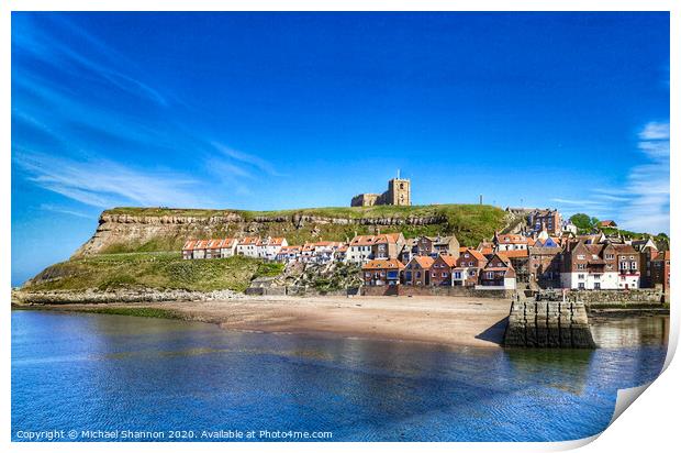 Whitby, North Yorkshire - The Old Town and Harbour Print by Michael Shannon