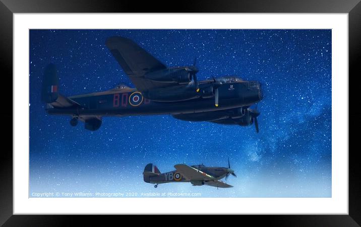 Lancaster Bomber and a Hurricane  Framed Mounted Print by Tony Williams. Photography email tony-williams53@sky.com