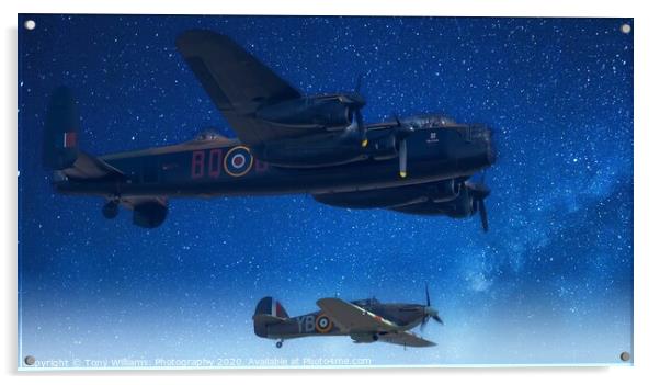 Lancaster Bomber and a Hurricane  Acrylic by Tony Williams. Photography email tony-williams53@sky.com