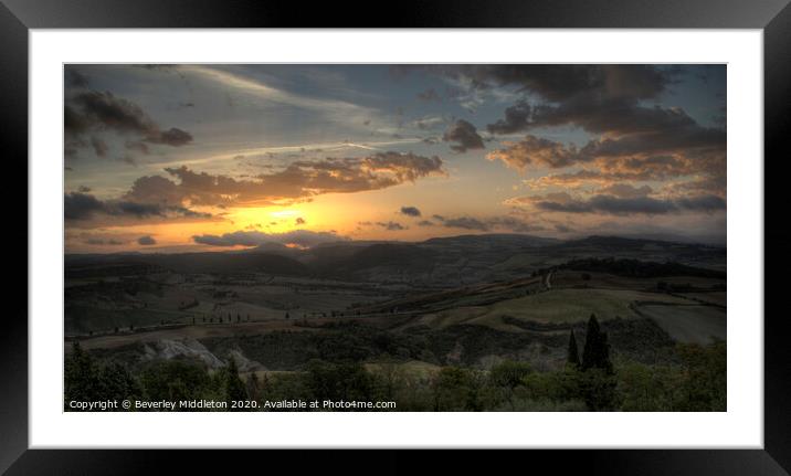 sunrise over the Valdorcia, from Pienza Tuscany Framed Mounted Print by Beverley Middleton