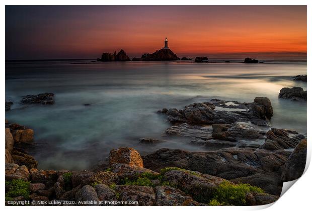 Le Corbiere Lighthouse Island of Jersey Print by Nick Lukey