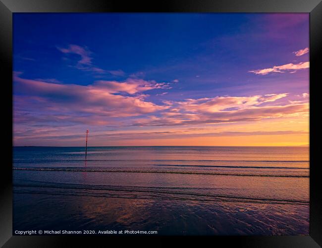Sunrise at Filey on the North Yorkshire Coast. Framed Print by Michael Shannon