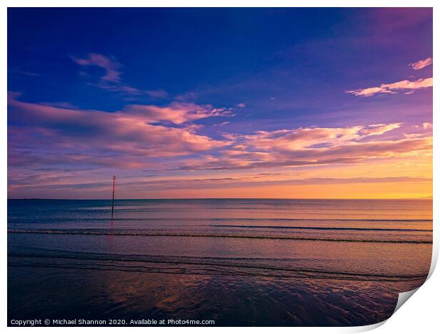 Sunrise at Filey on the North Yorkshire Coast. Print by Michael Shannon