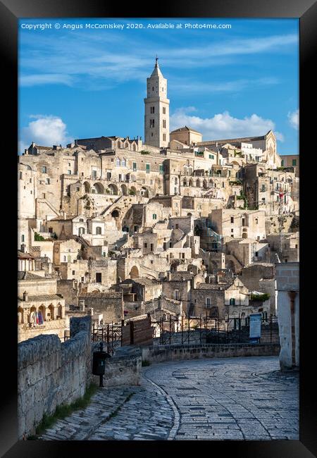 Descending into Sassi District of Matera Framed Print by Angus McComiskey