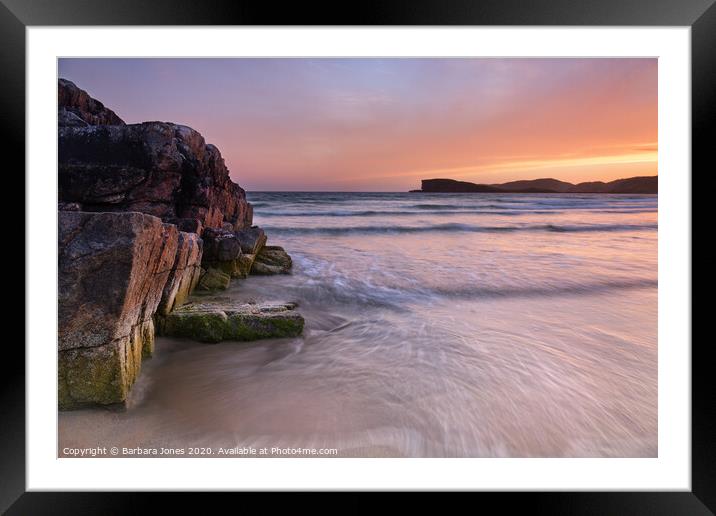 Oldshoremore Beach at Sunset Scotland Framed Mounted Print by Barbara Jones