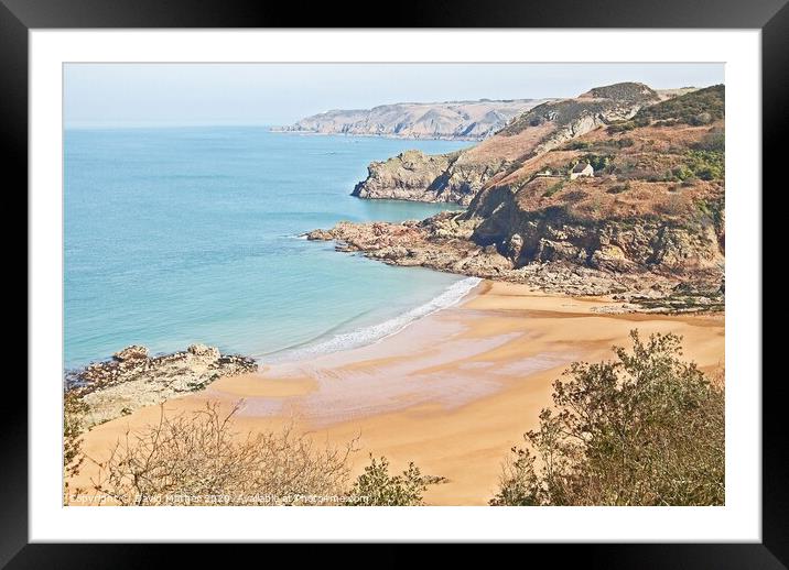 Beautiful sandy bay at Greve de Lacq, Jersey, Channel Islands Framed Mounted Print by David Mather