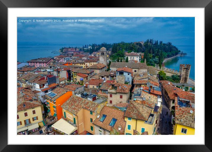 A view of Sirmione, Lake Garda, Italy Framed Mounted Print by Navin Mistry