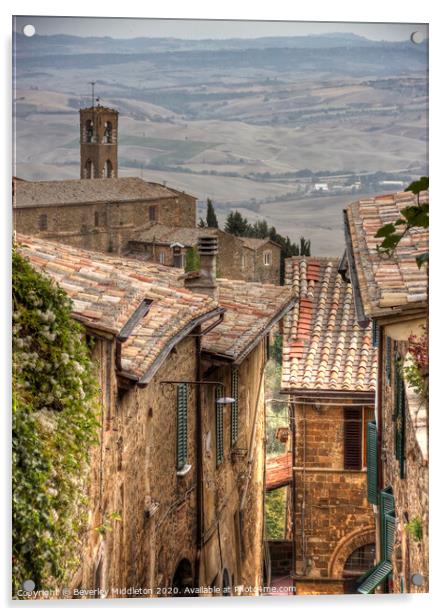 streets of Montalcino Tuscany Acrylic by Beverley Middleton