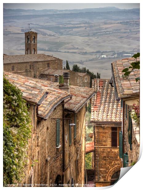 streets of Montalcino Tuscany Print by Beverley Middleton