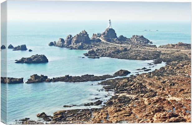 Lighthouse at Corbiere, Jersey, Channel Islands Canvas Print by David Mather