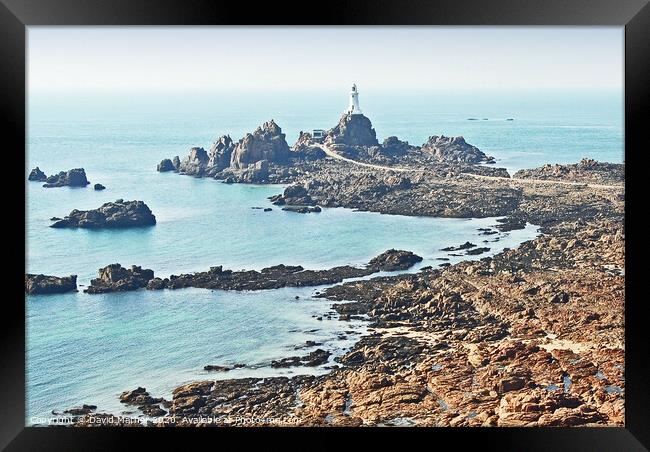 Lighthouse at Corbiere, Jersey, Channel Islands Framed Print by David Mather