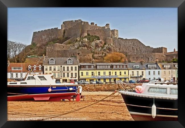 Mont Orgeuil Castle, Gorey Bay, Jersey, Channel Islands Framed Print by David Mather