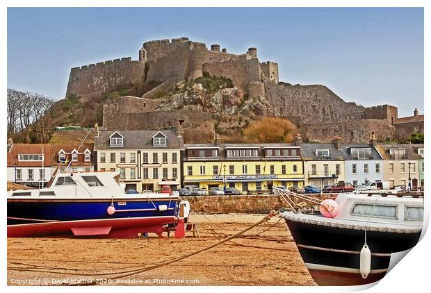 Mont Orgeuil Castle, Gorey Bay, Jersey, Channel Islands Print by David Mather